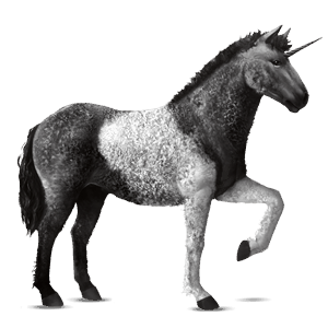 ratsuyksisarvinen american bashkir curly mustankirjava, tobiano