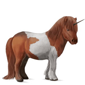 yksisarvisponi shetlanninponi rautias, tobiano